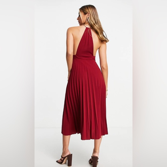 NWT ASOS RACERBACK PLEATED MIDI DRESS - Picture 2 of 6
